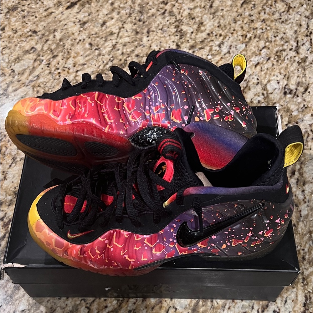 Foamposites asteroids. Vibrant Red and Yellow Sneakers - Picture 3 of 5